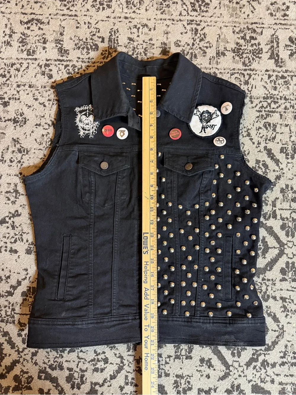 Iron Maiden Studded Black Denim Vest